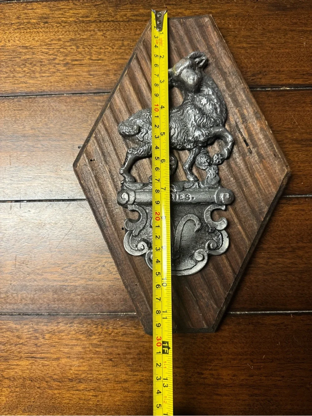 vintage pewter Aries zodiac symbol plaque